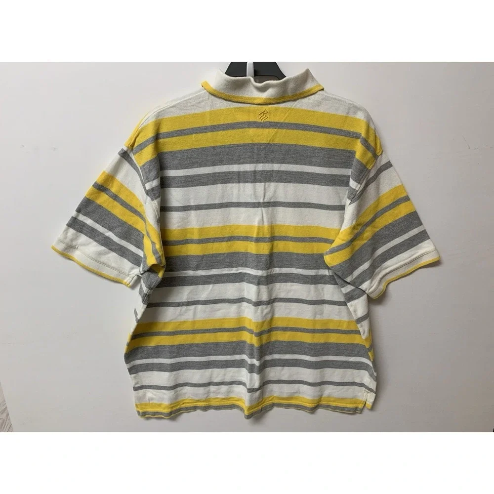 Vintage Y2K Rocawear Mens Striped Polo 2XL White Yellow Shirt Short Sleeve - Picture 6 of 10